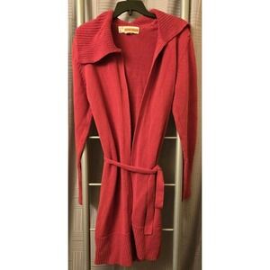 Oxford Fulham Sweater Womens Large Cotton Knit Open Long Duster Belted Cardigan